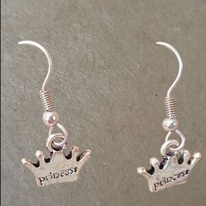 Silver Princess Crown Earrings